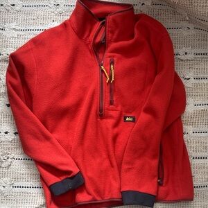 REI Red Fleece Pullover with Yellow Accents- trailmade fleece